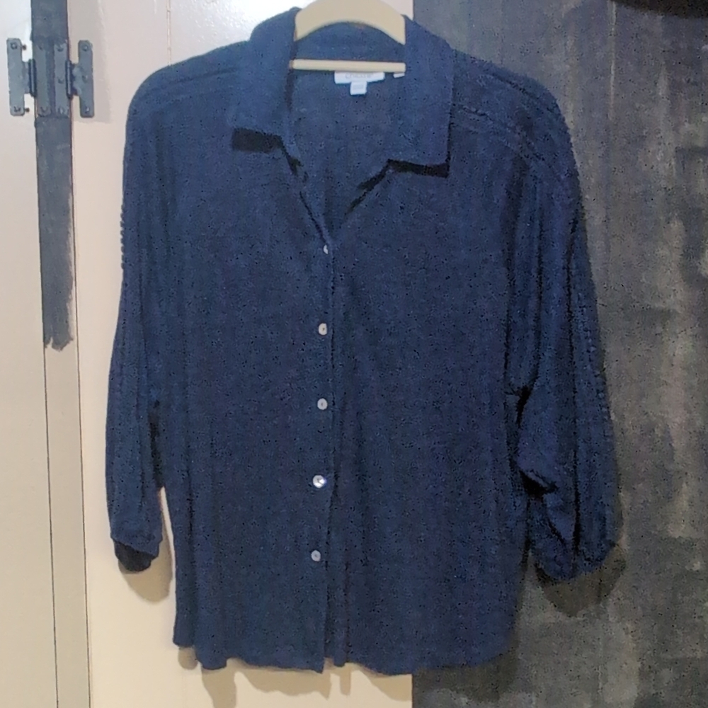Chico's Navy Button-Front Lightweight Blouse